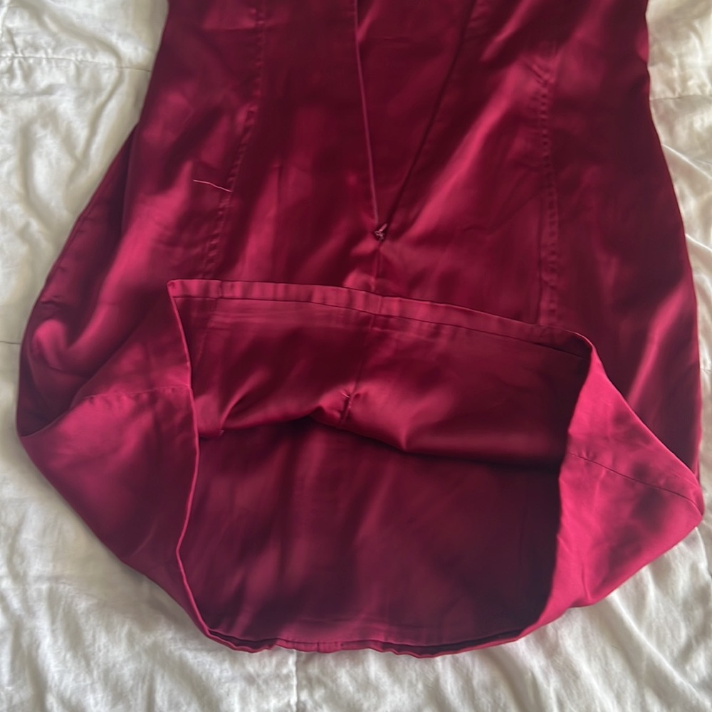 NWT Oh Polly Infatuation Cut Out Satin Mini Dress Wine - Picture 8 of 9
